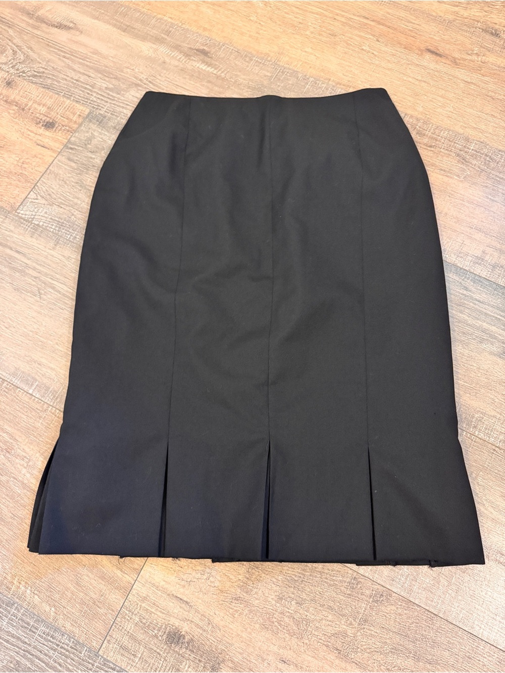 Bernard Zins Paris 1967 Pleated Hem Black Pencil Skirt | Size 8